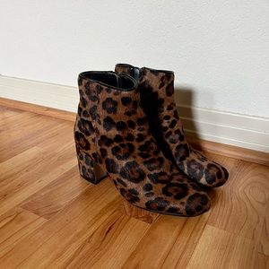 Zara Leopard Print Calf Hair Ankle Boots